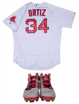 Lot of (2) 2016 David Ortiz Game Used, Signed & Inscribed Boston Red Sox Road Jersey & Cleats Used For Home Run #539 On September 20, 2016 - Final Season! (MLB Authenticated & Fanatics)